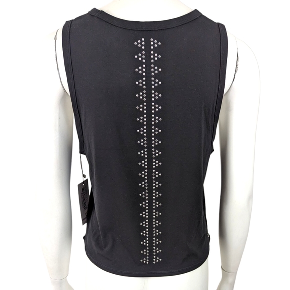 Urban Savage Studded Crop Tee Tank Top NEW Womens Large Black Workout Athletic - Picture 4 of 13